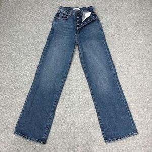 Betro Simone Straight Jeans Womens 24 Blue Med Wash High Rise Button Fly Denim